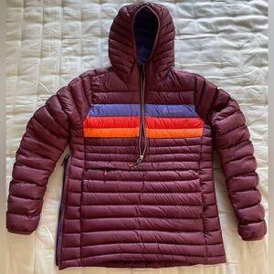 Cotopaxi Fuego Down Hooded Pullover Jacket - Women's Size Small - Wine Stripes